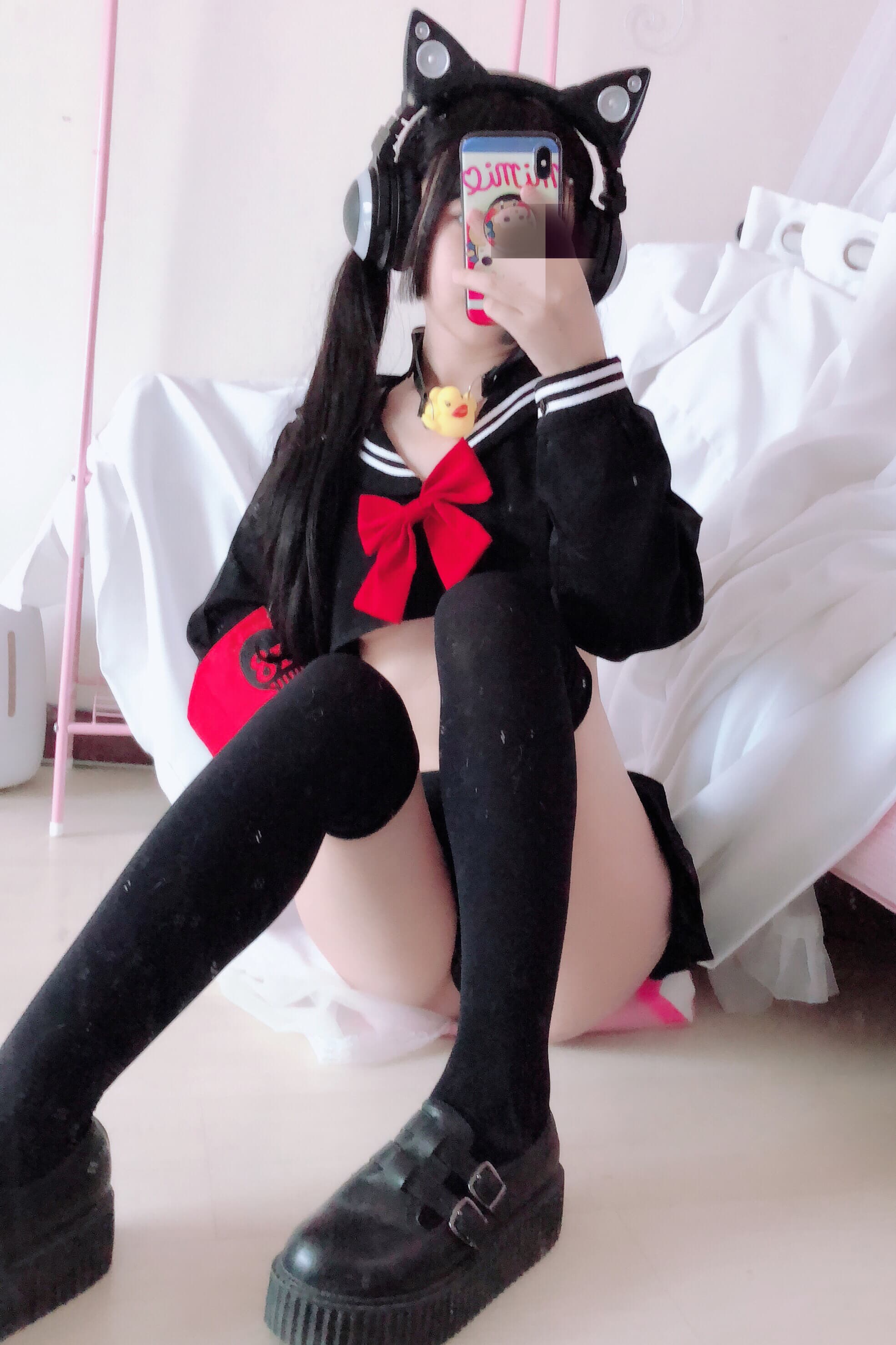 桜井宁宁黑猫耳机制服写真:70P半乳概念全图集甜酷猫系少女演绎