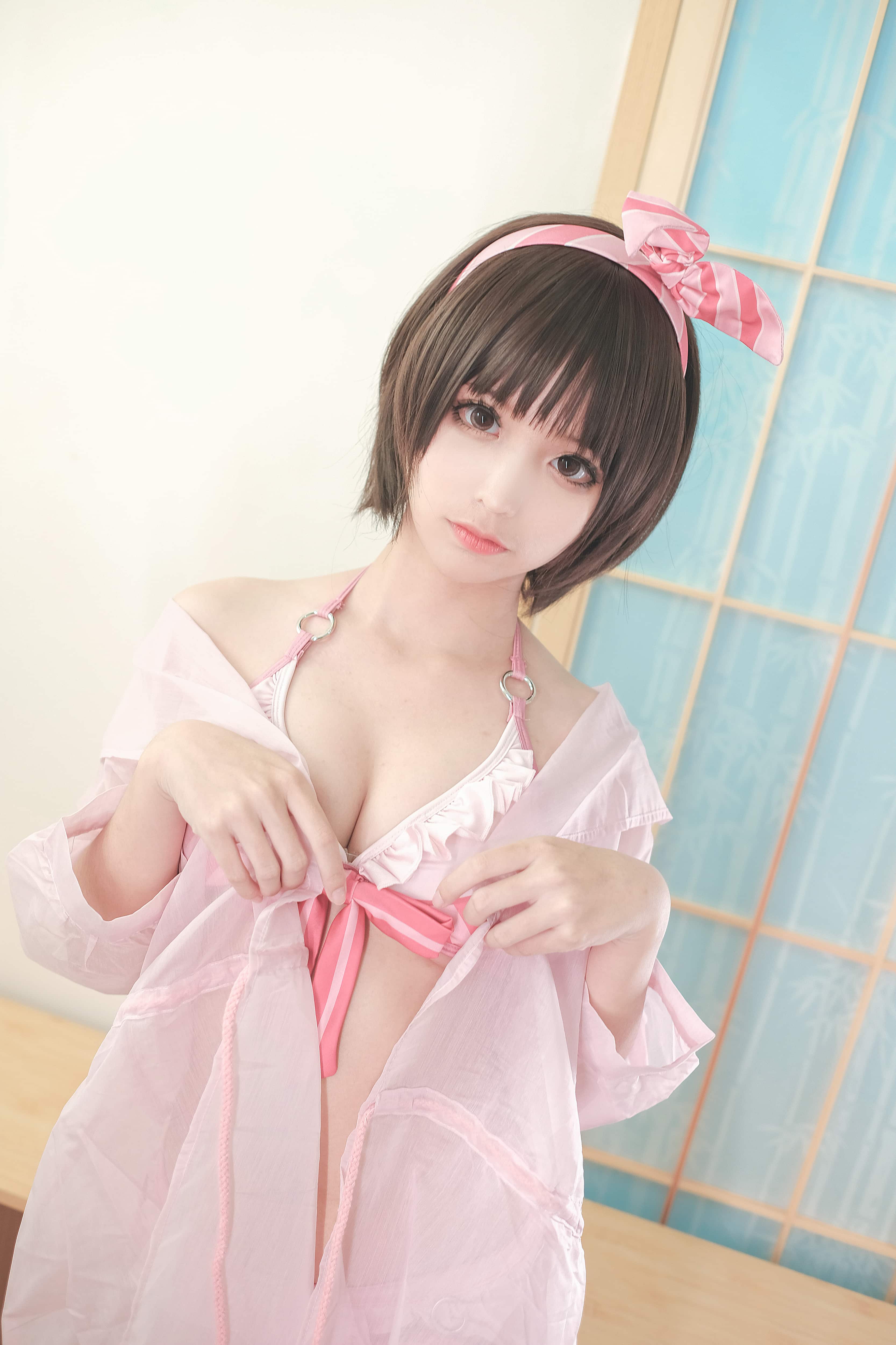 蠢沫沫COS加藤惠泳装全图:40P高清版圣人惠夏日主题